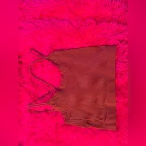 brown lace trim tank top